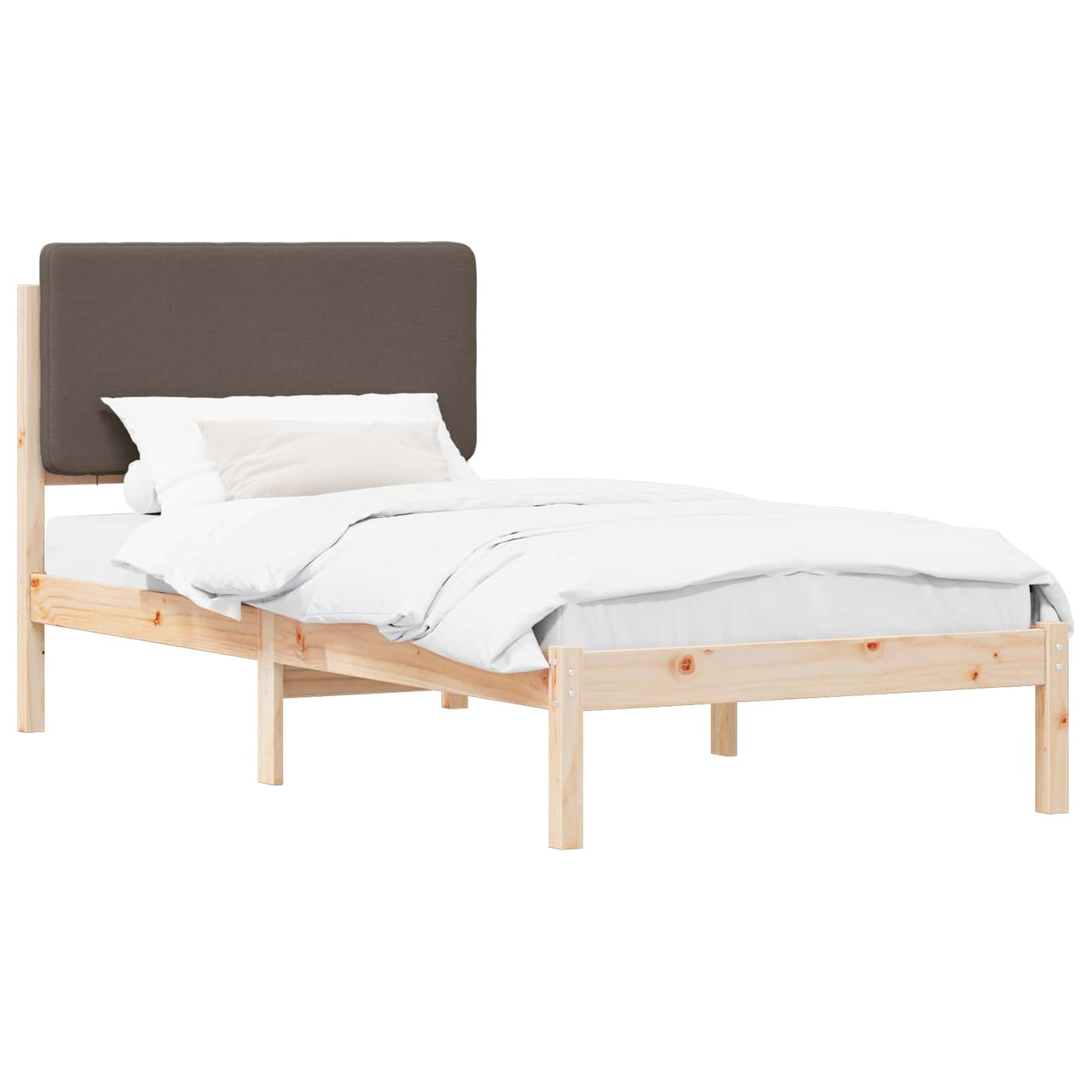 Bettgestell mit gepolstertem Kopfteil Taupe 90 x 200 cm