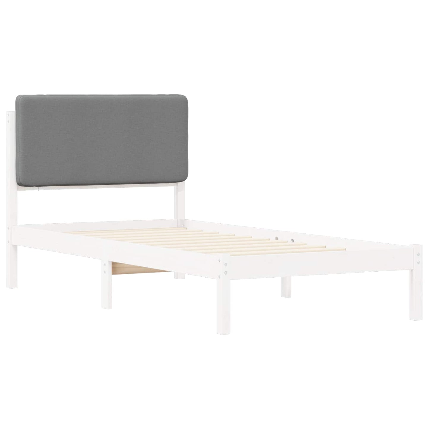 Bettgestell mit gepolstertem Kopfteil Hellgrau 90 x 200 cm