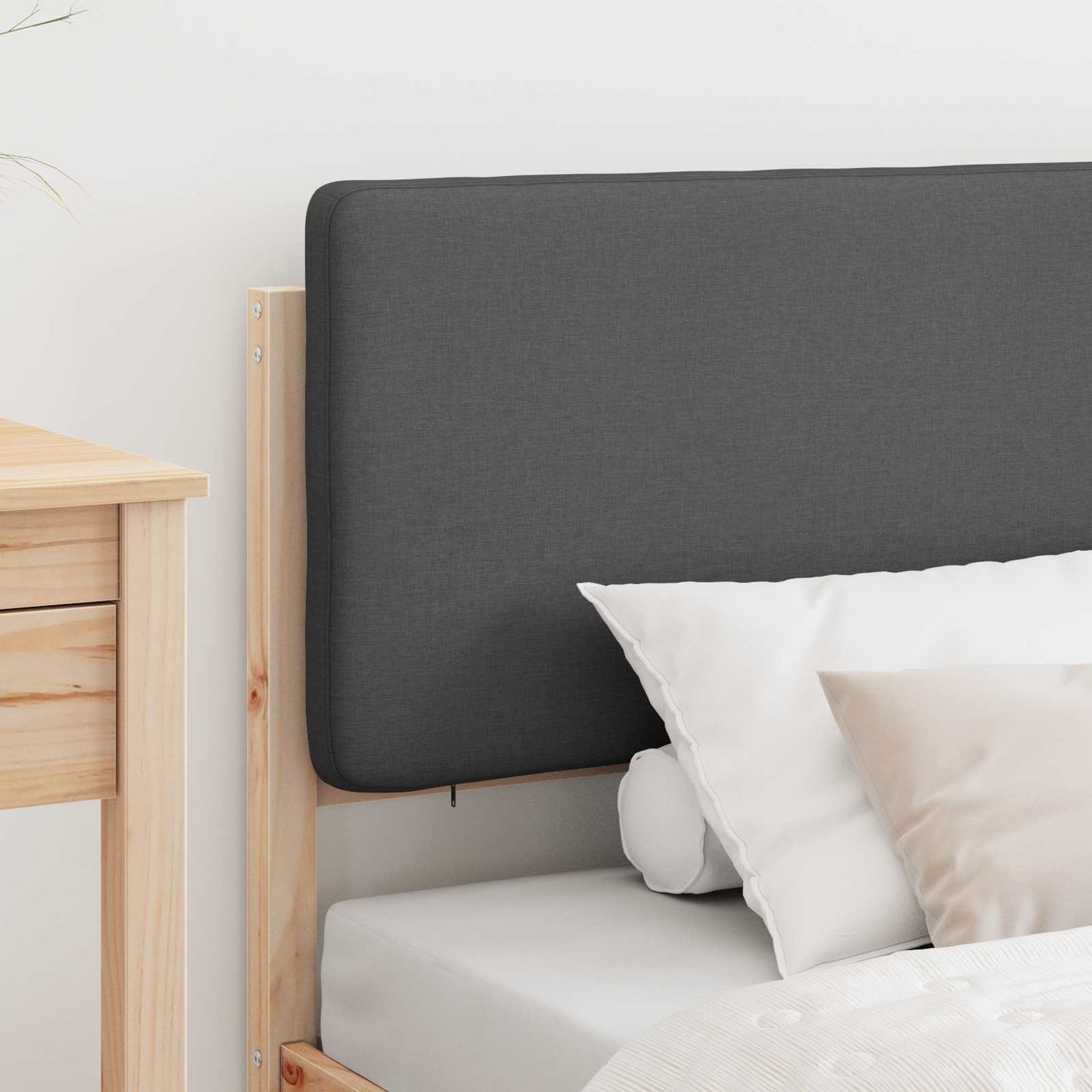Bettgestell mit gepolstertem Kopfteil Dunkelgrau 80 x 200 cm