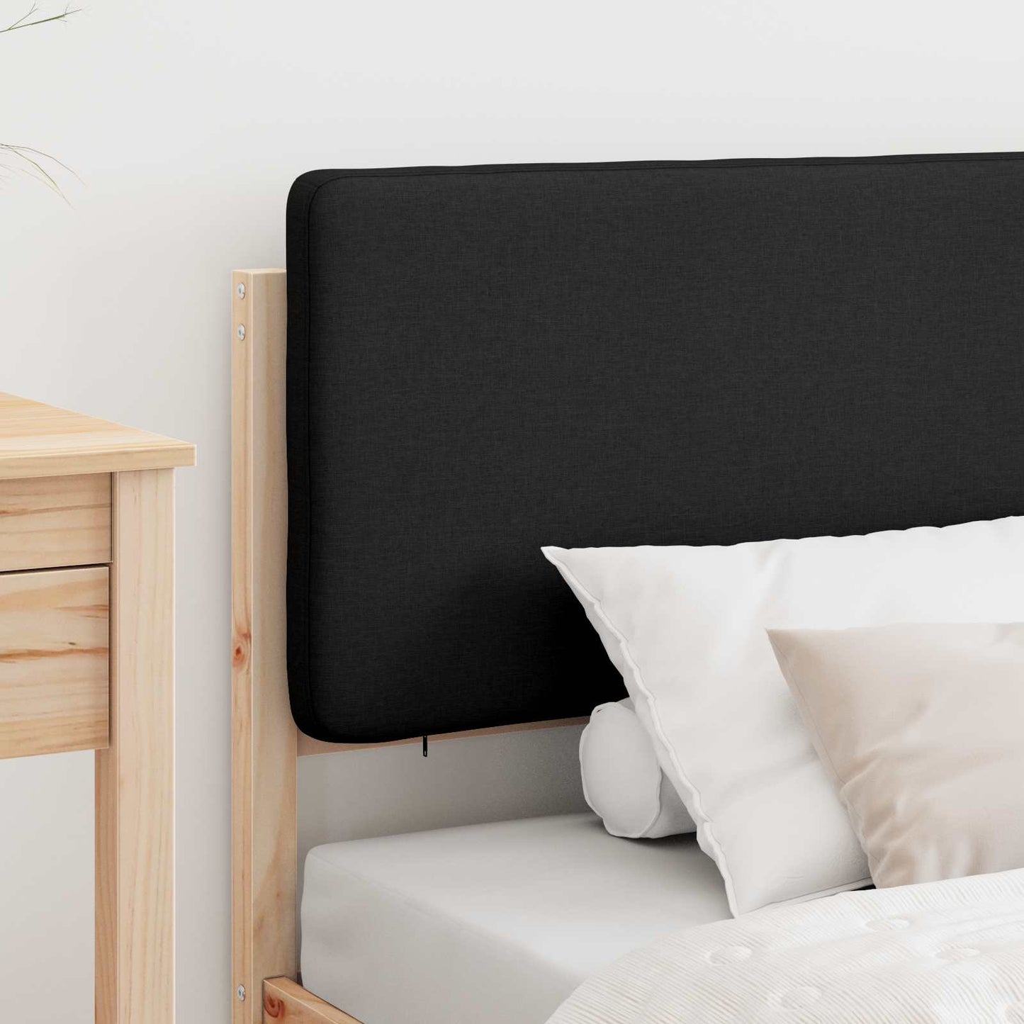Bettgestell mit gepolstertem Kopfteil Schwarz 80 x 200 cm