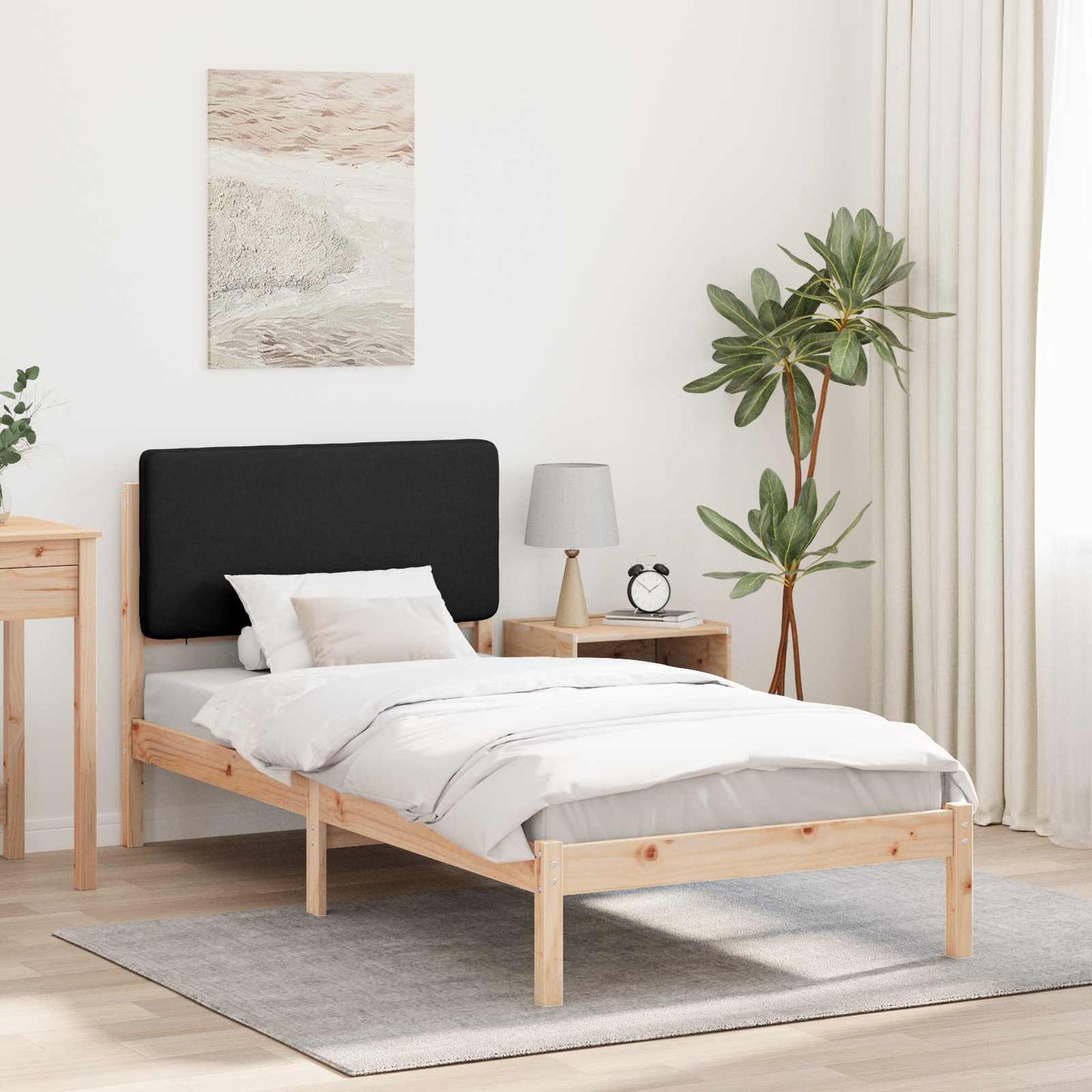 Bettgestell mit gepolstertem Kopfteil Schwarz 80 x 200 cm