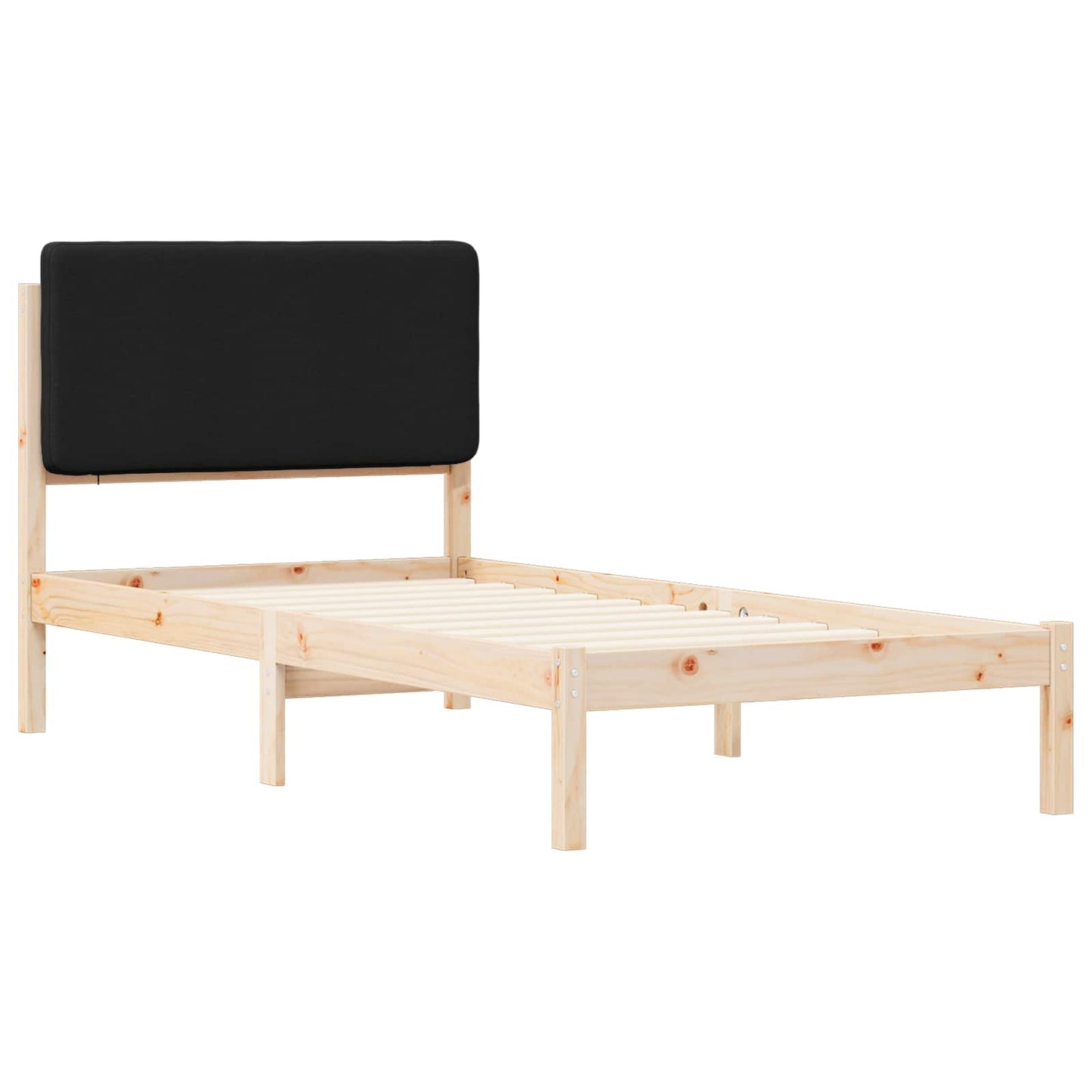 Bettgestell mit gepolstertem Kopfteil Schwarz 80 x 200 cm