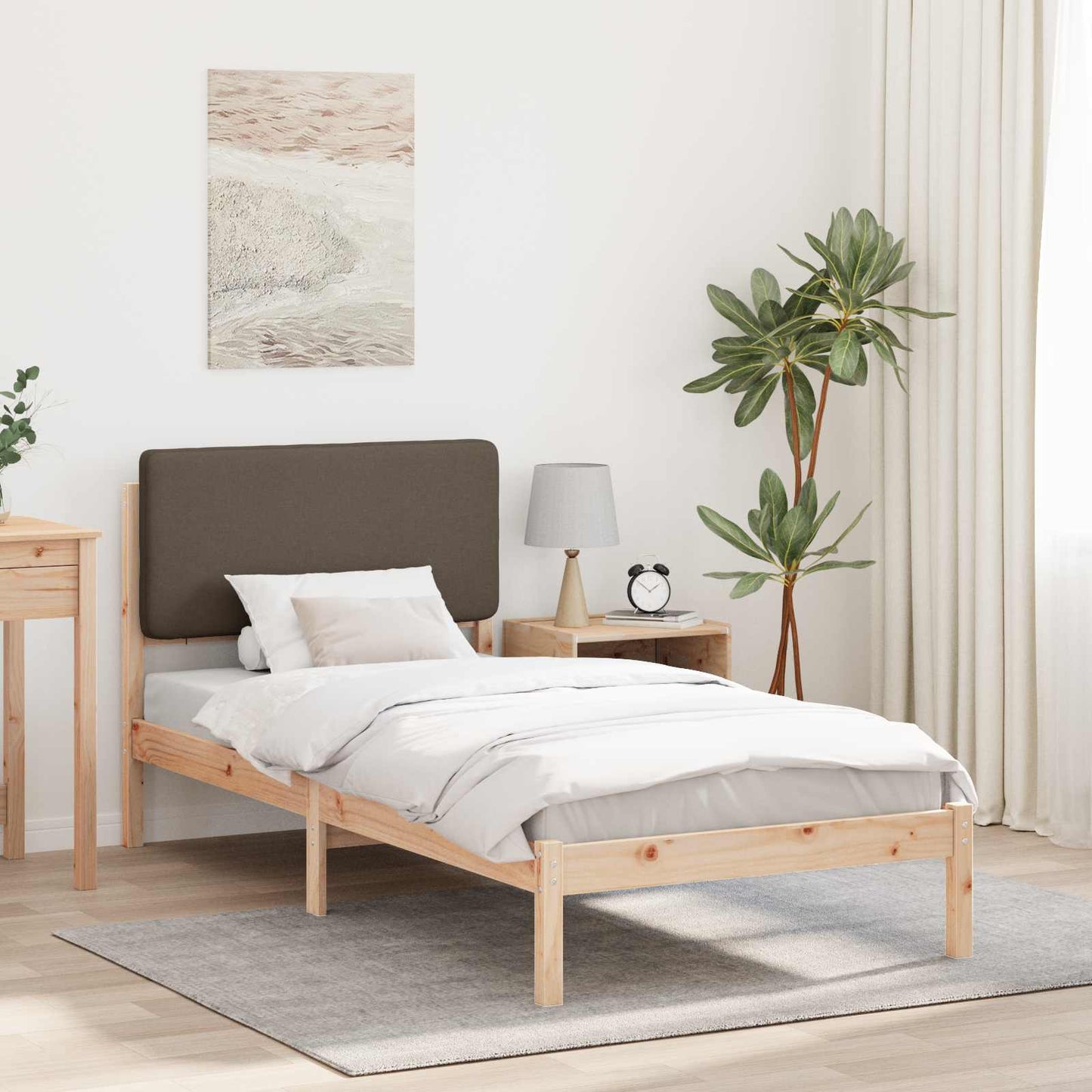 Bettgestell mit gepolstertem Kopfteil Taupe 80 x 200 cm