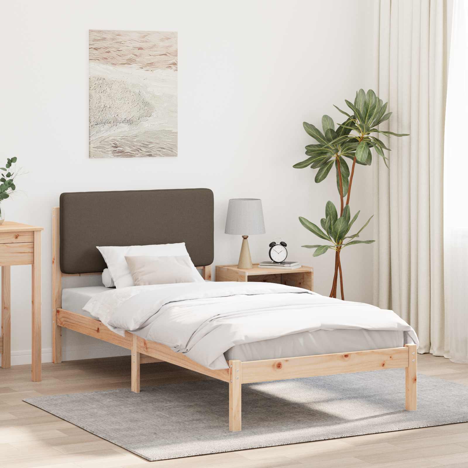 Bettgestell mit gepolstertem Kopfteil Taupe 80 x 200 cm