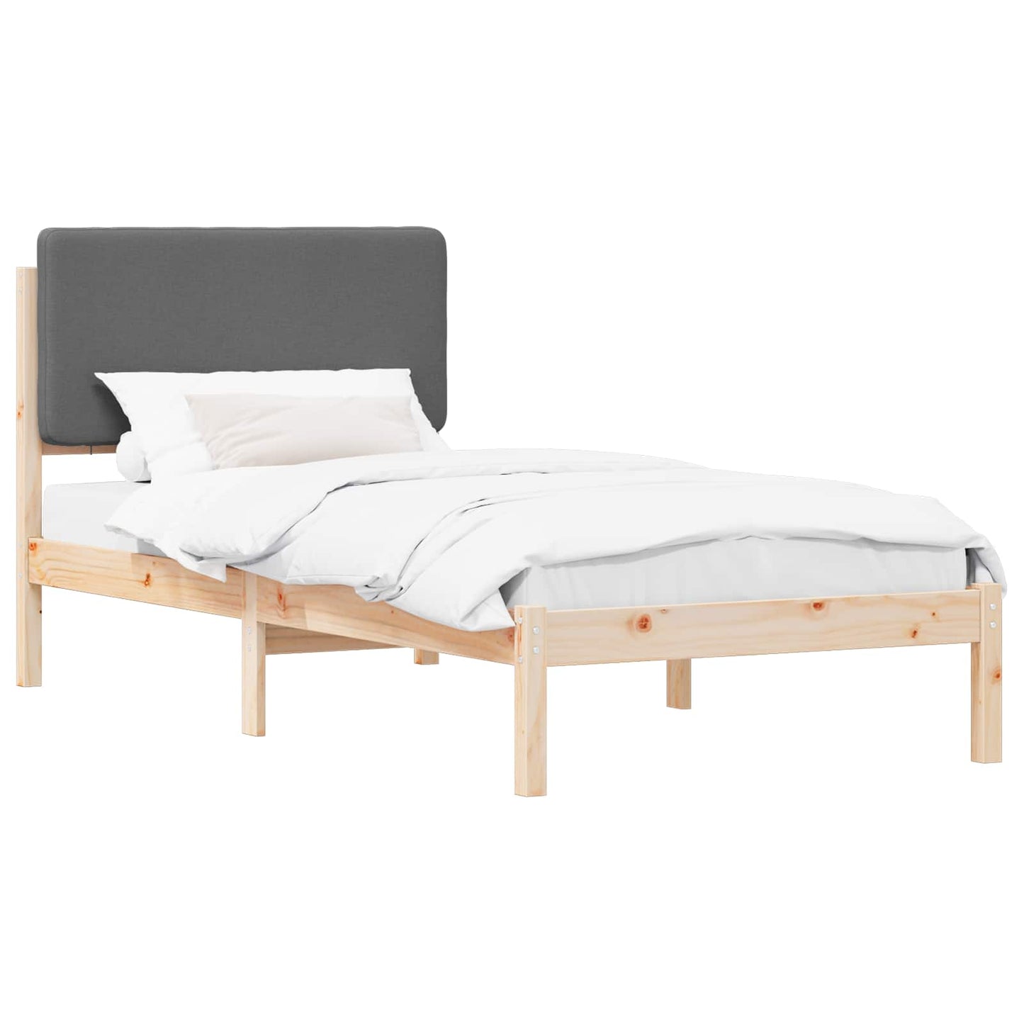 Bettgestell mit gepolstertem Kopfteil Dunkelgrau 90 x 190 cm