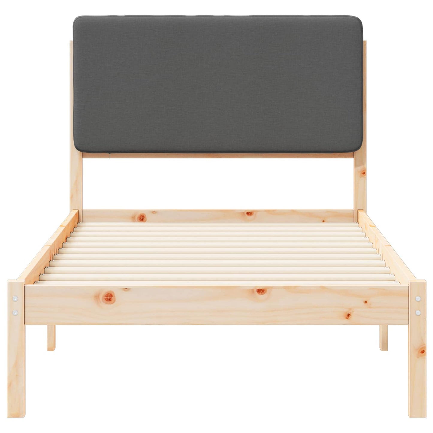 Bettgestell mit gepolstertem Kopfteil Dunkelgrau 90 x 190 cm