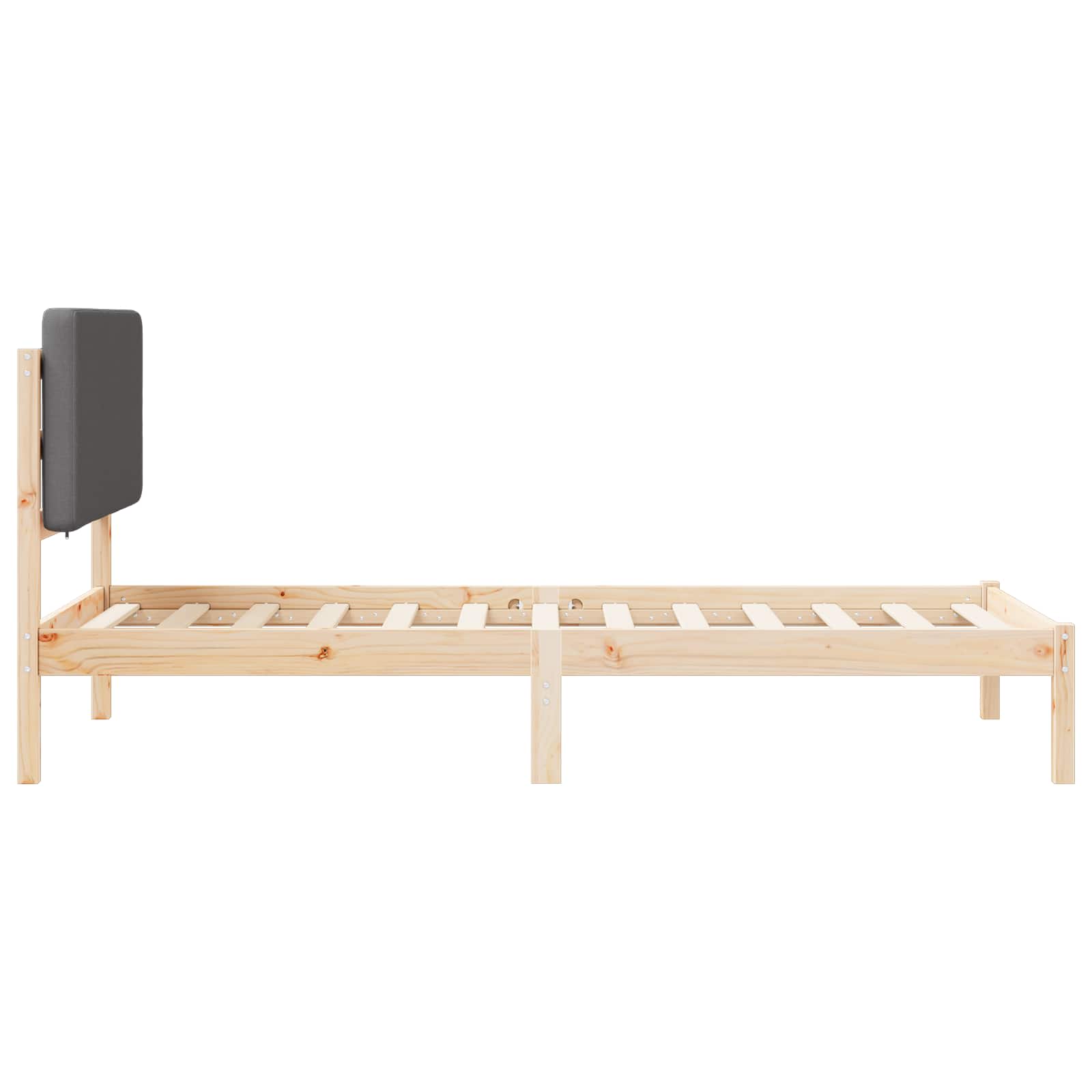 Bettgestell mit gepolstertem Kopfteil Dunkelgrau 90 x 190 cm