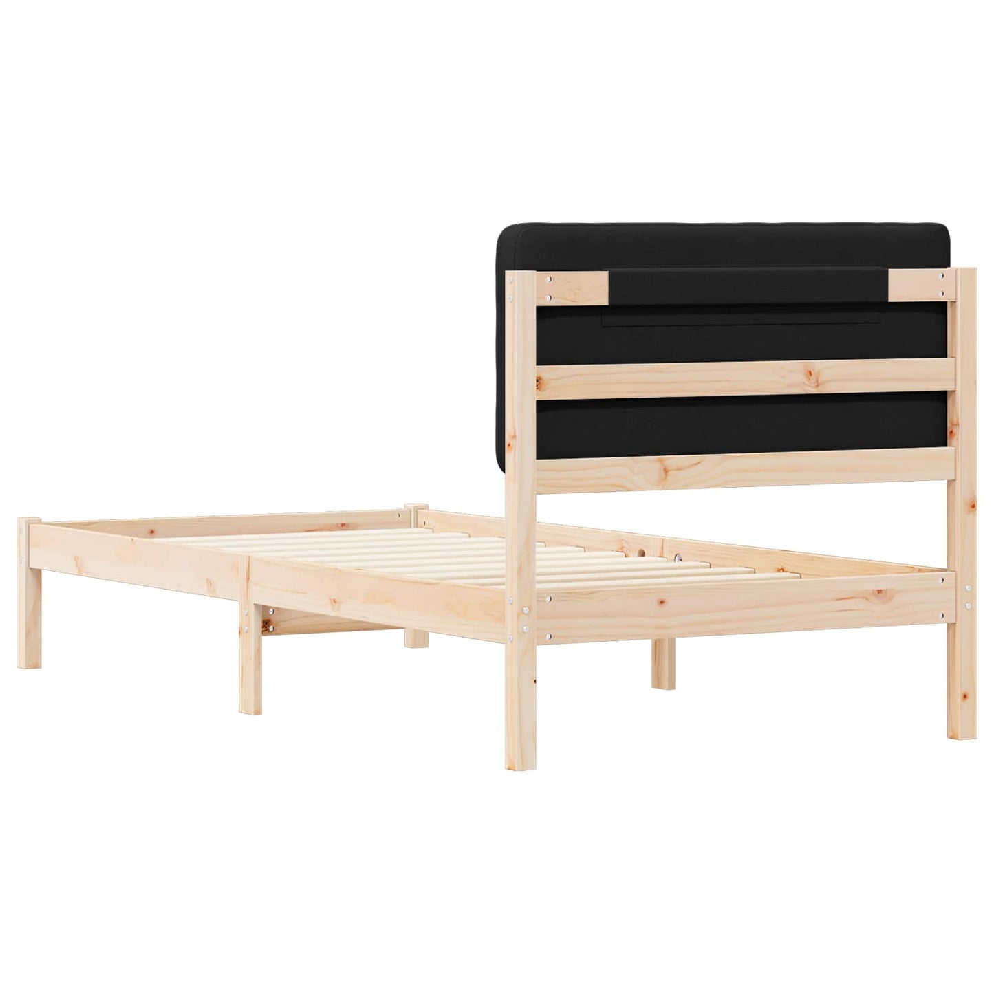Bettgestell mit gepolstertem Kopfteil Schwarz 90 x 190 cm