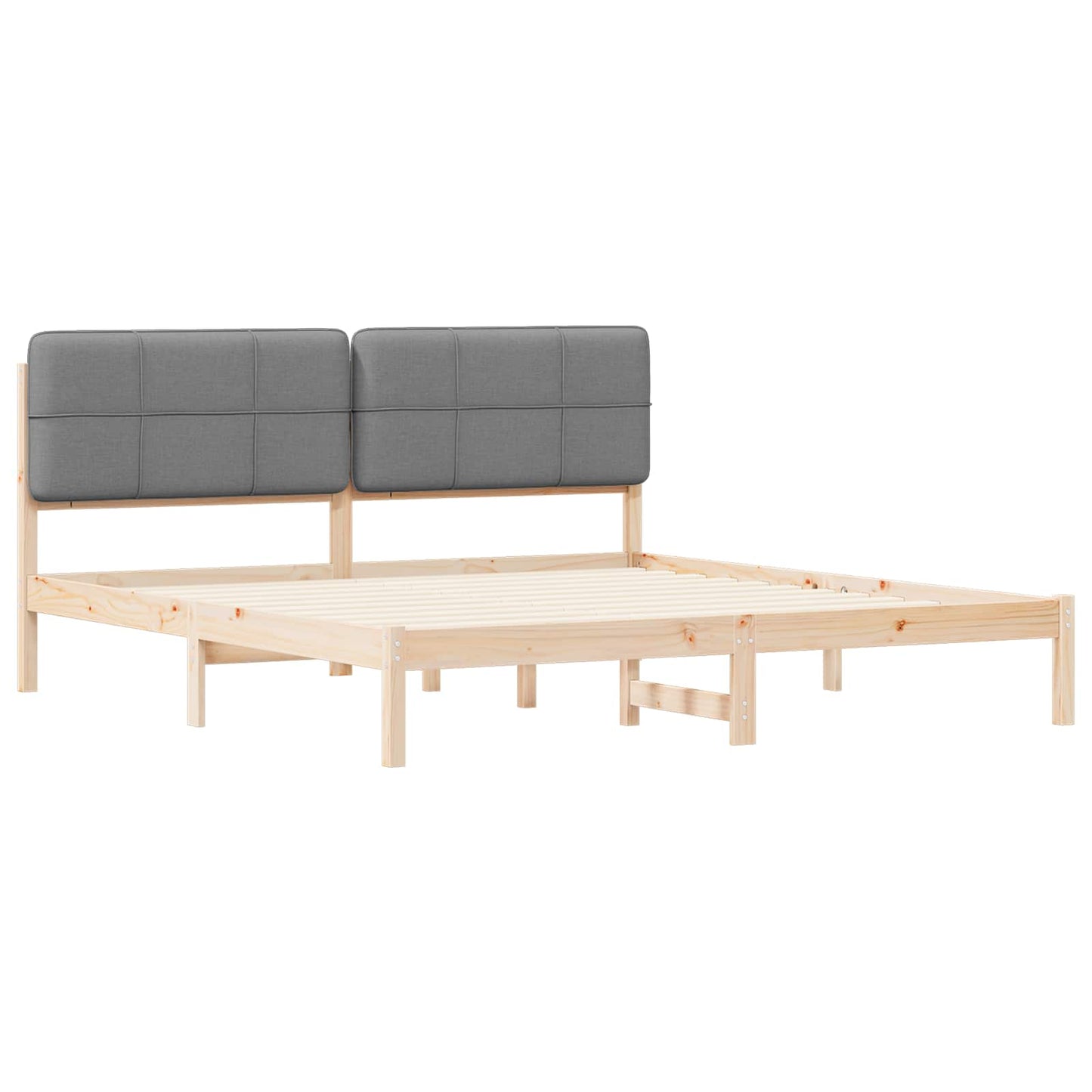 Bettgestell mit gepolstertem Kopfteil Hellgrau 180 x 200 cm