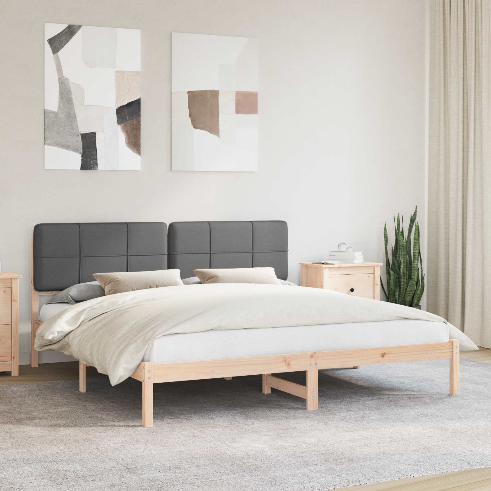 Bettgestell mit gepolstertem Kopfteil Dunkelgrau 180 x 200 cm