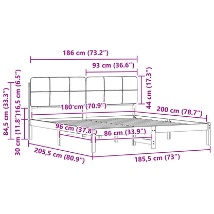 Bettgestell mit gepolstertem Kopfteil Dunkelgrau 180 x 200 cm