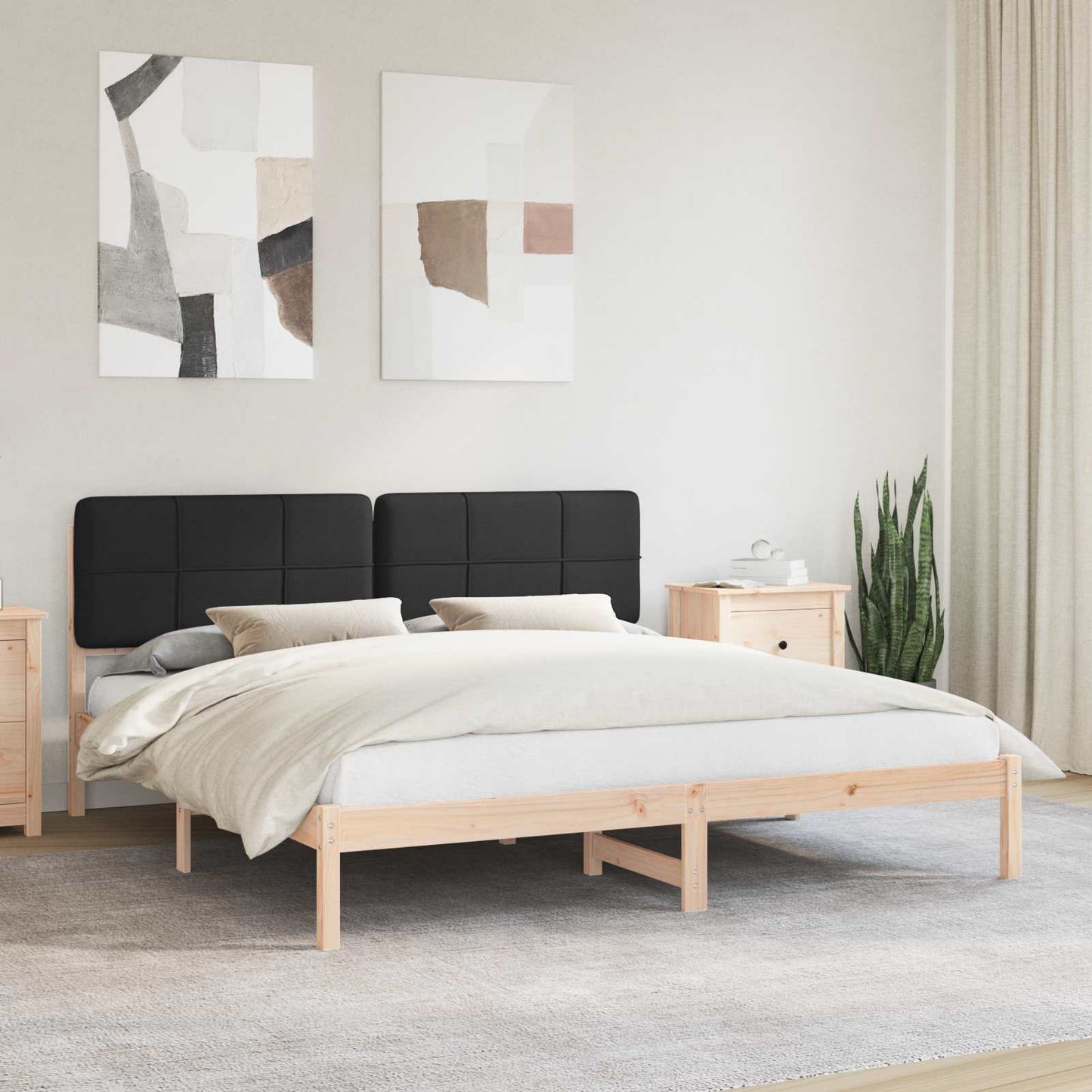 Bettgestell mit gepolstertem Kopfteil Schwarz 180 x 200 cm