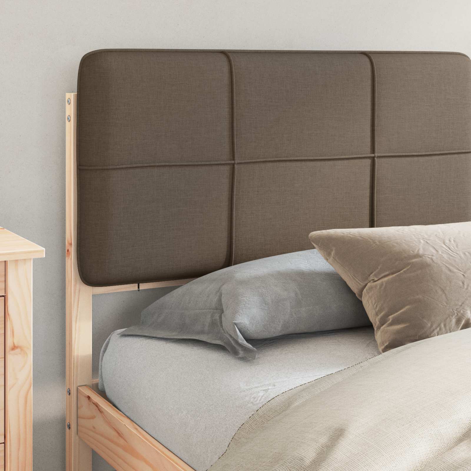 Bettgestell mit gepolstertem Kopfteil Taupe 180 x 200 cm