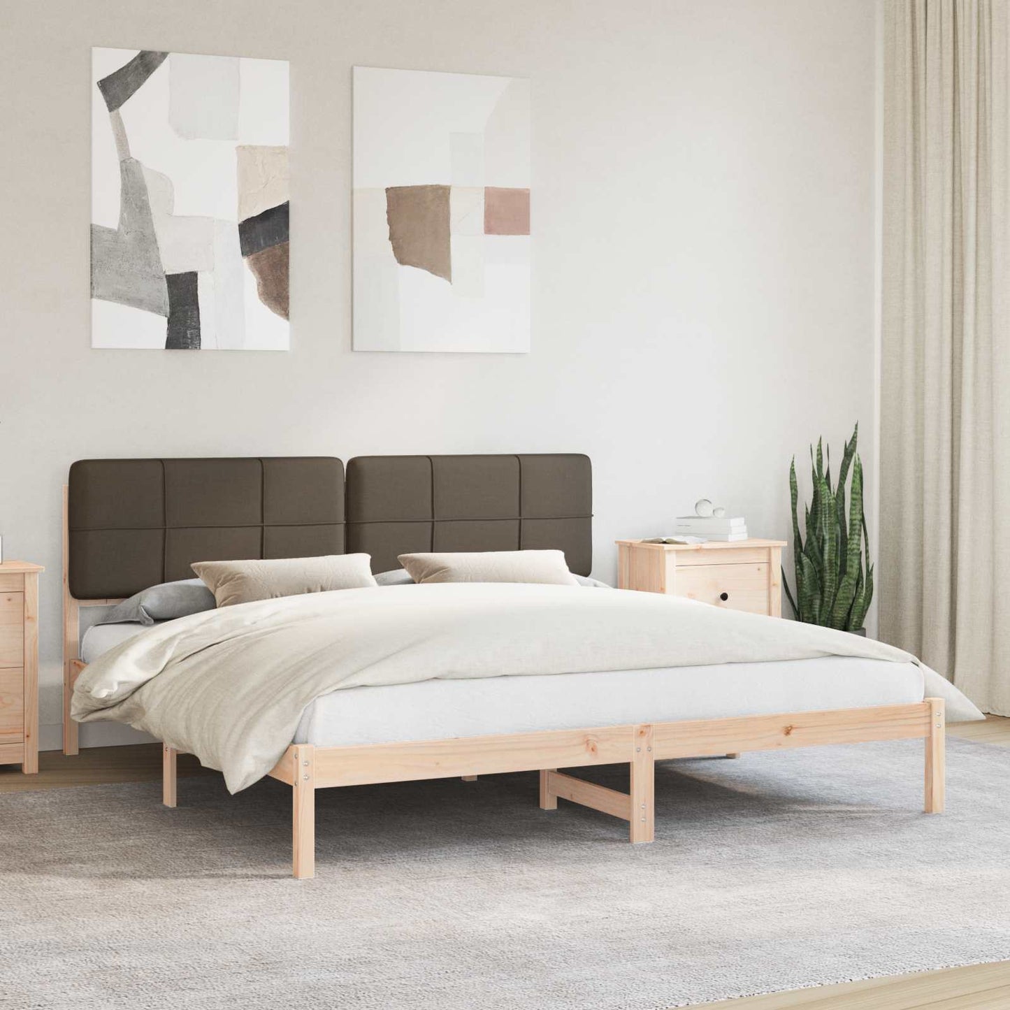 Bettgestell mit gepolstertem Kopfteil Taupe 180 x 200 cm
