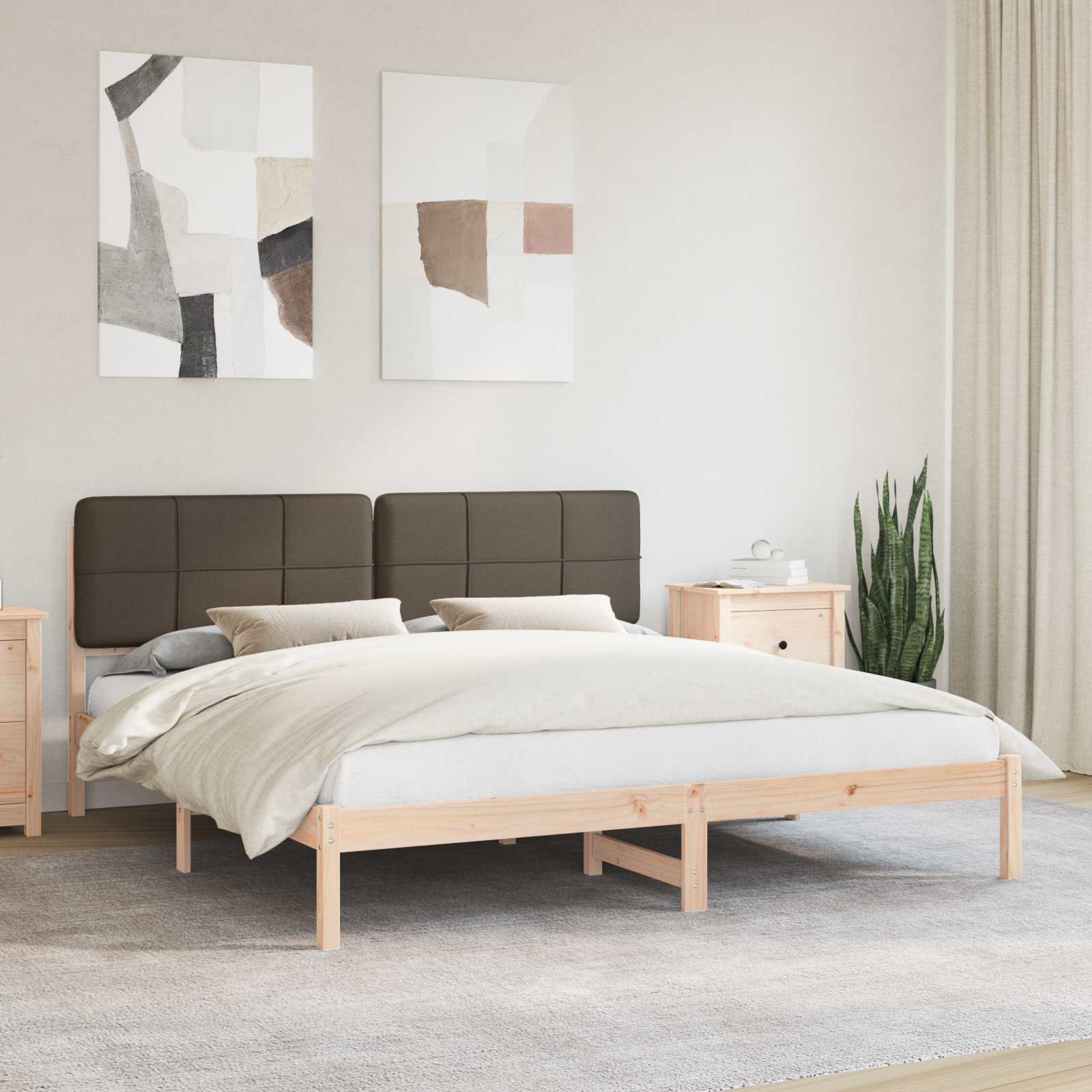 Bettgestell mit gepolstertem Kopfteil Taupe 180 x 200 cm
