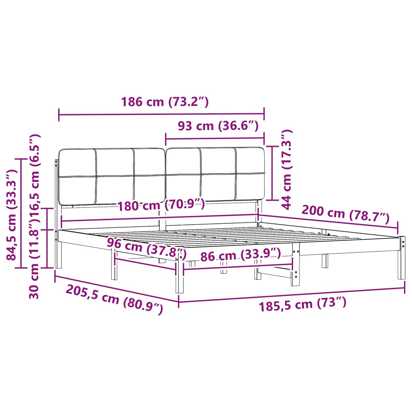Bettgestell mit gepolstertem Kopfteil Taupe 180 x 200 cm