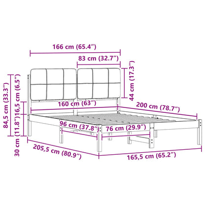 Bettgestell mit gepolstertem Kopfteil Hellgrau 160 x 200 cm