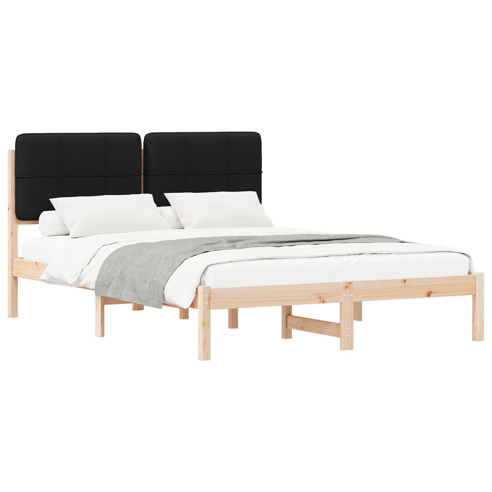 Bettgestell mit gepolstertem Kopfteil Schwarz 160 x 200 cm