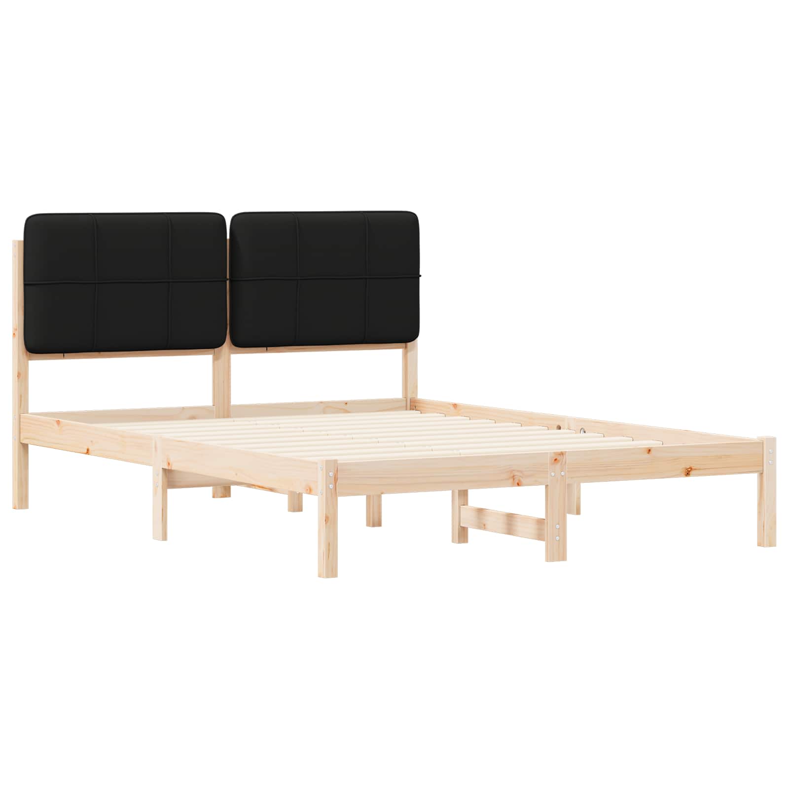 Bettgestell mit gepolstertem Kopfteil Schwarz 160 x 200 cm