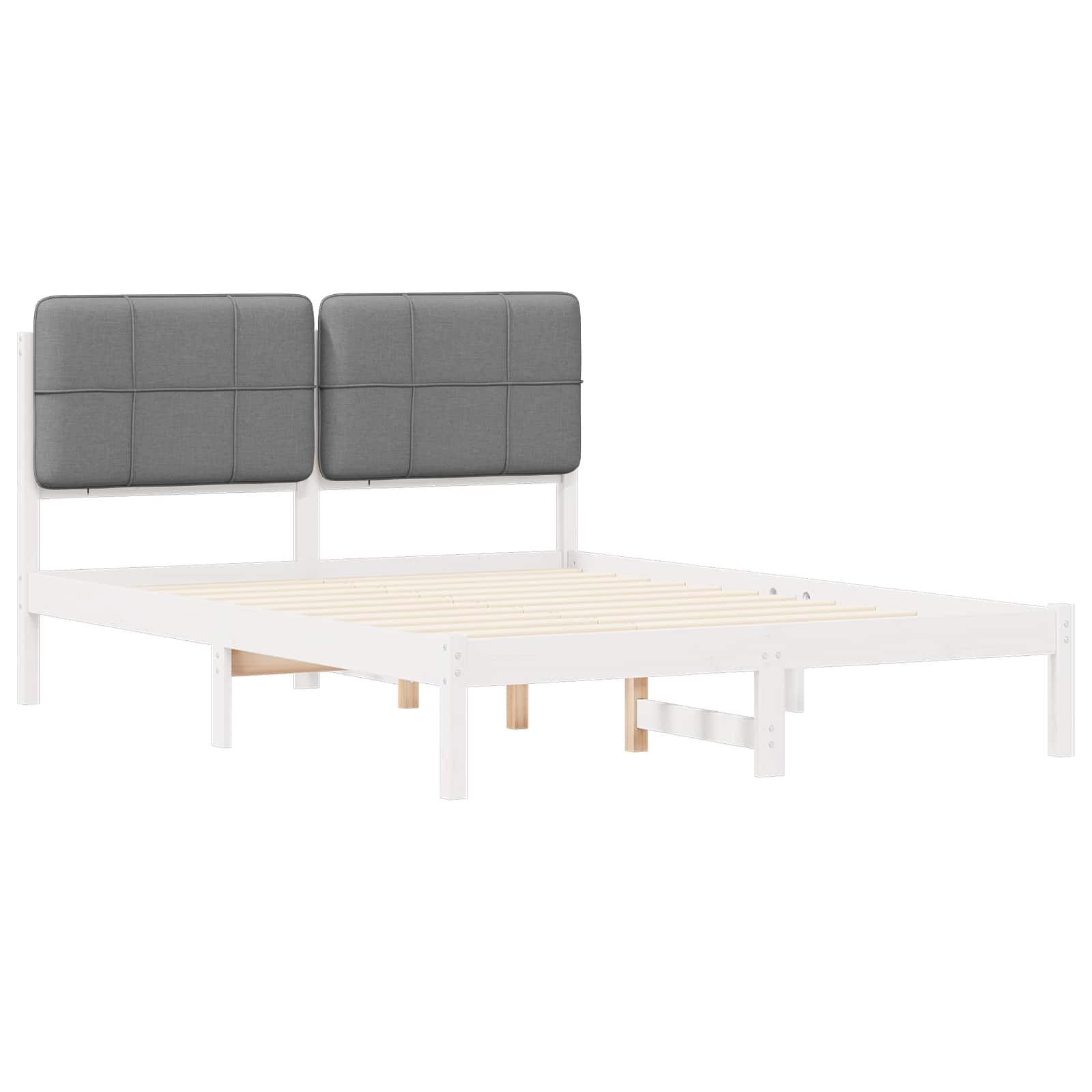 Bettgestell mit gepolstertem Kopfteil Hellgrau 160 x 200 cm