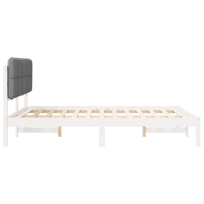 Bettgestell mit gepolstertem Kopfteil Hellgrau 160 x 200 cm