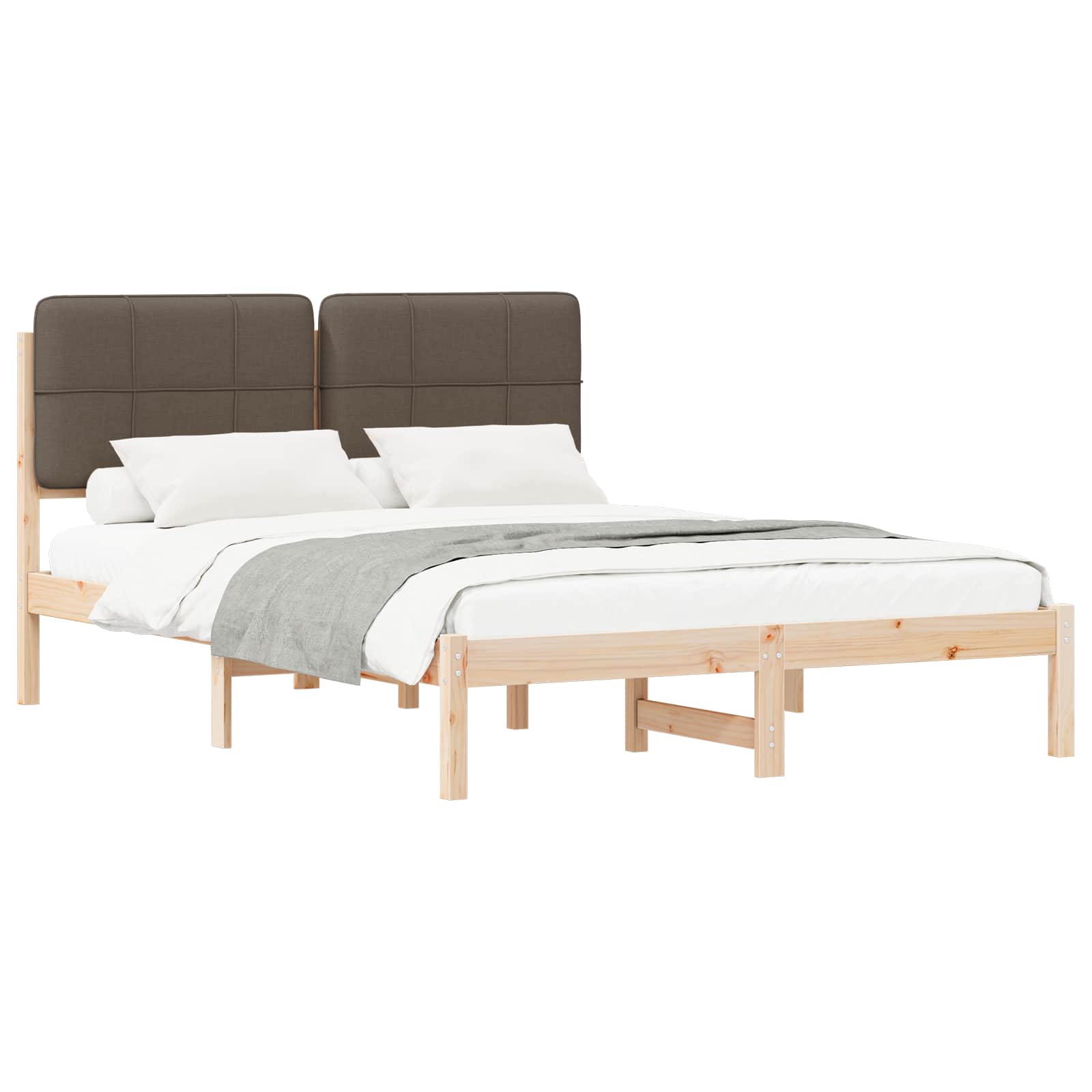 Bettgestell mit gepolstertem Kopfteil Taupe 140 x 200 cm