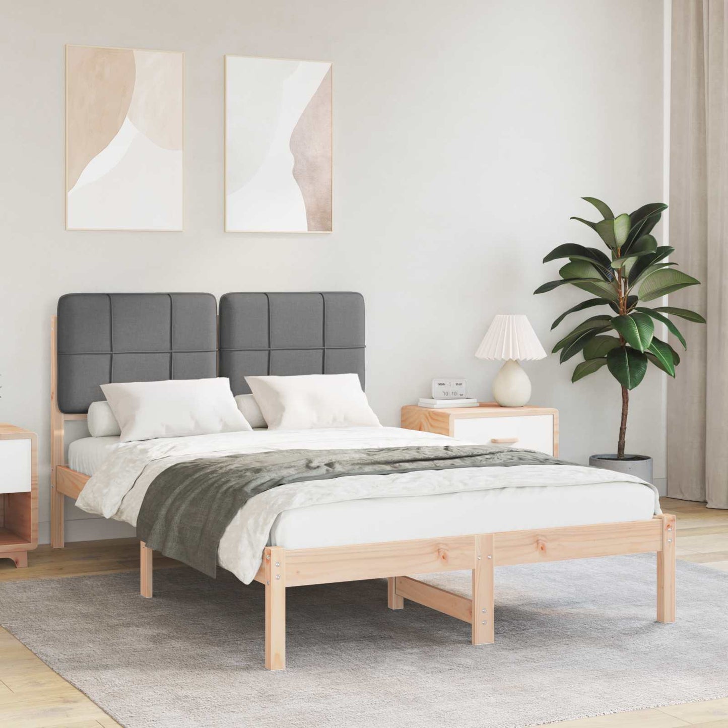 Bettgestell mit gepolstertem Kopfteil Dunkelgrau 120 x 190 cm