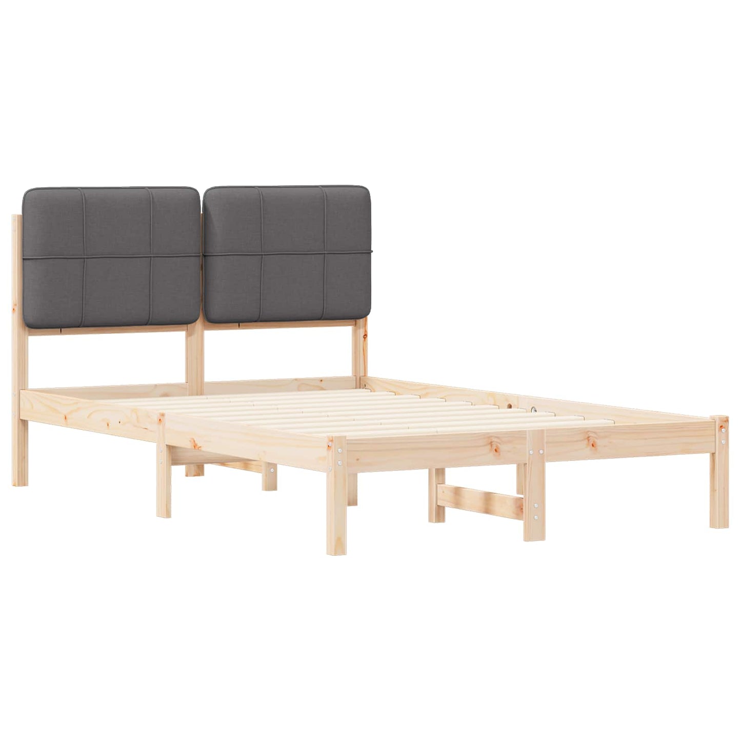 Bettgestell mit gepolstertem Kopfteil Dunkelgrau 120 x 190 cm