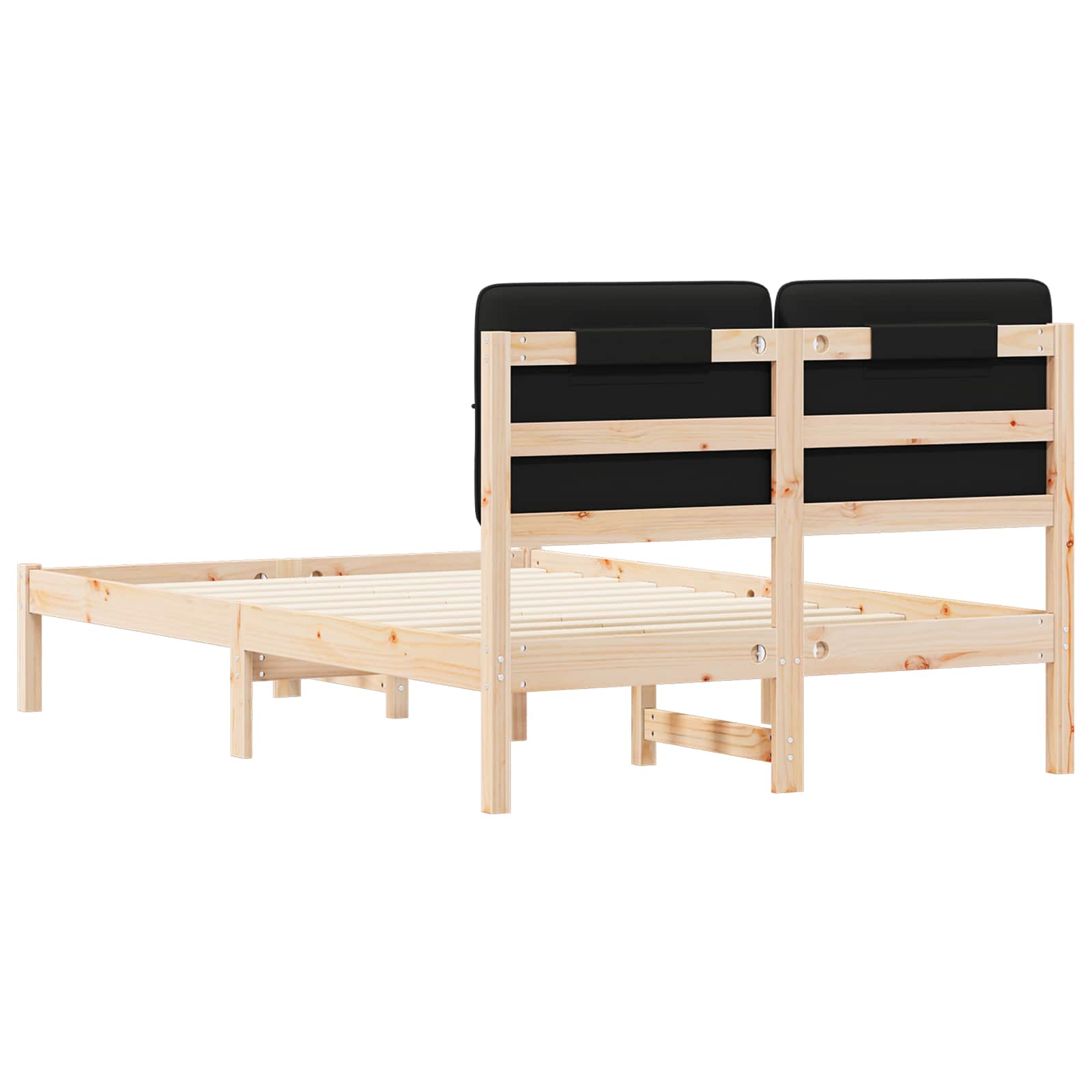 Bettgestell mit gepolstertem Kopfteil Schwarz 120 x 190 cm