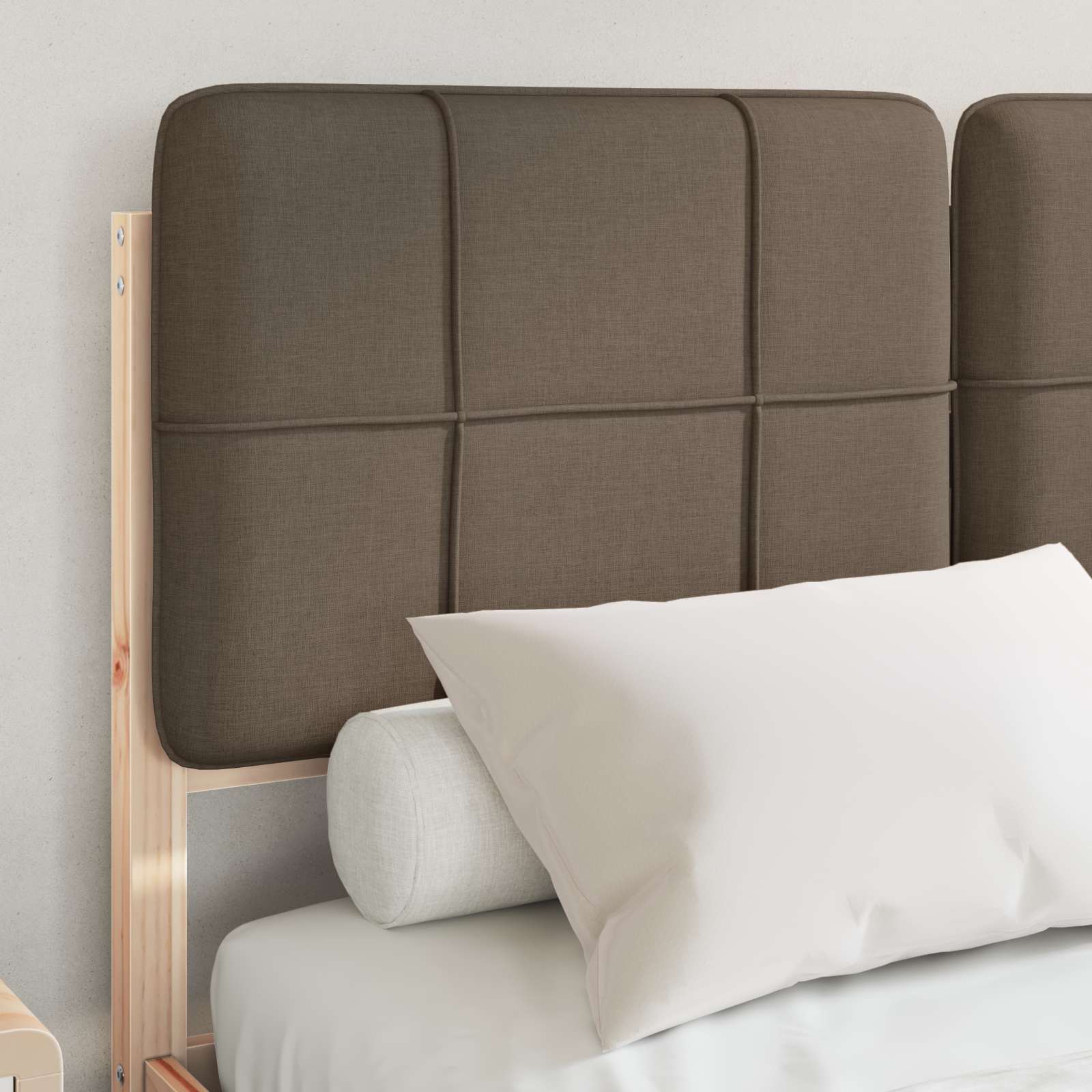 Bettgestell mit gepolstertem Kopfteil Taupe 120 x 190 cm