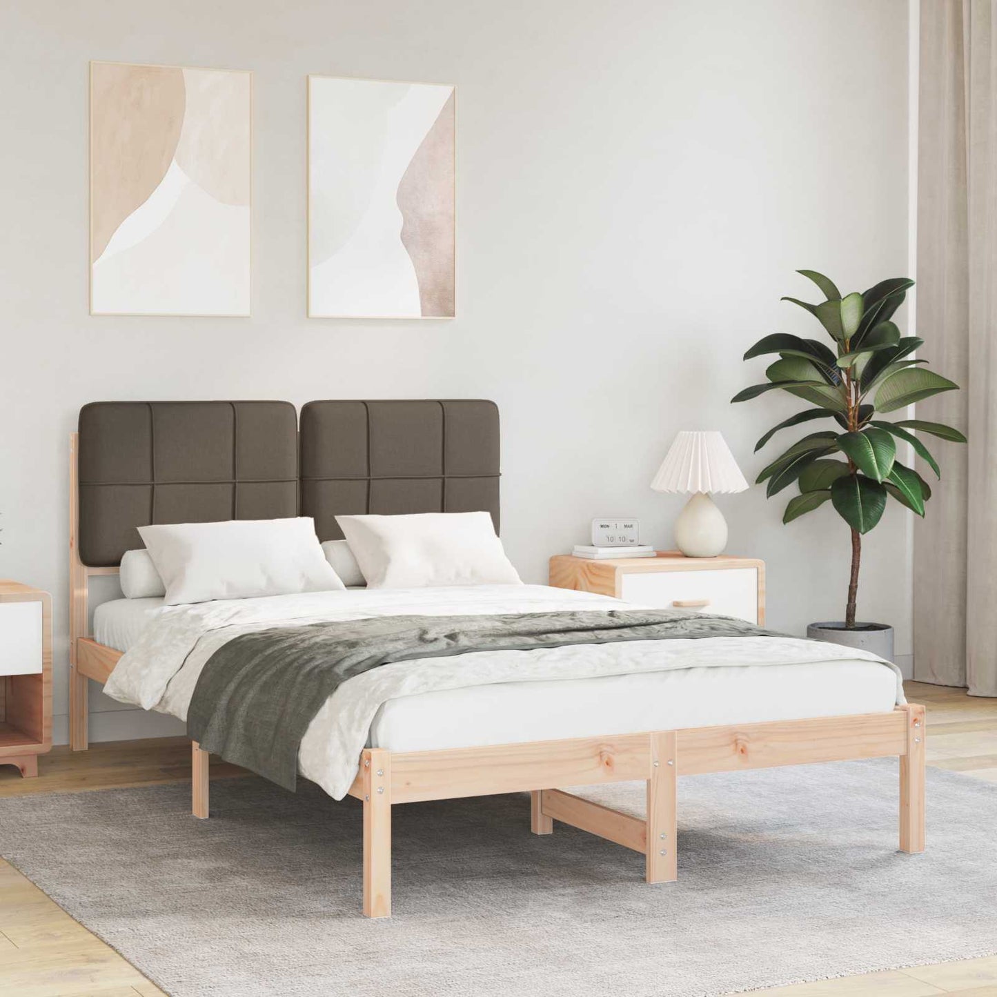 Bettgestell mit gepolstertem Kopfteil Taupe 120 x 190 cm