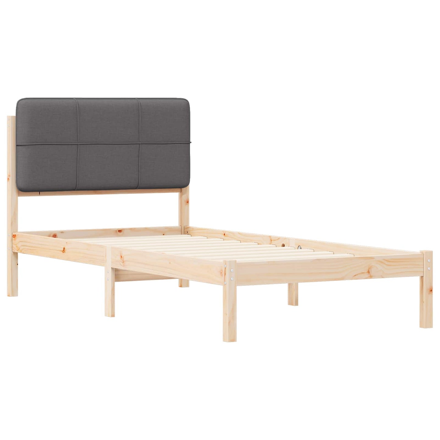 Bettgestell mit gepolstertem Kopfteil Dunkelgrau 100 x 200 cm