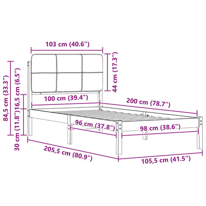 Bettgestell mit gepolstertem Kopfteil Dunkelgrau 100 x 200 cm