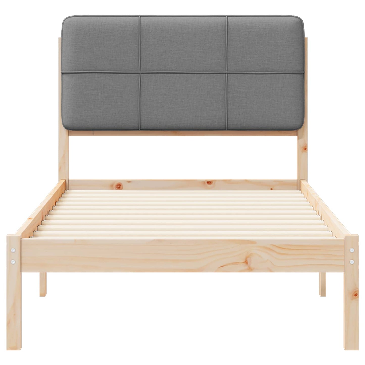 Bettgestell mit gepolstertem Kopfteil Hellgrau 90 x 200 cm
