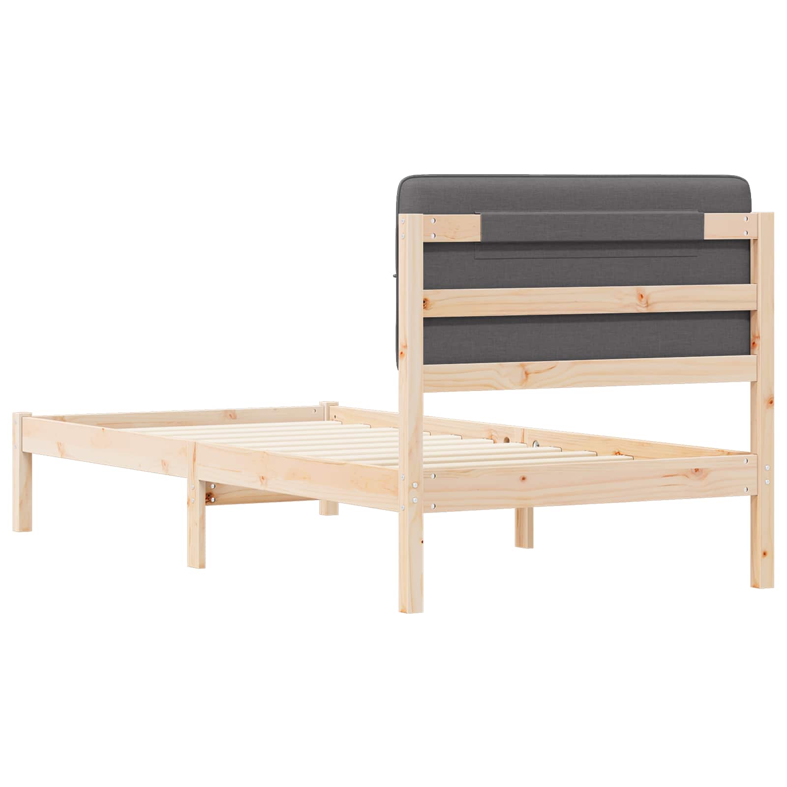 Bettgestell mit gepolstertem Kopfteil Dunkelgrau 90 x 200 cm