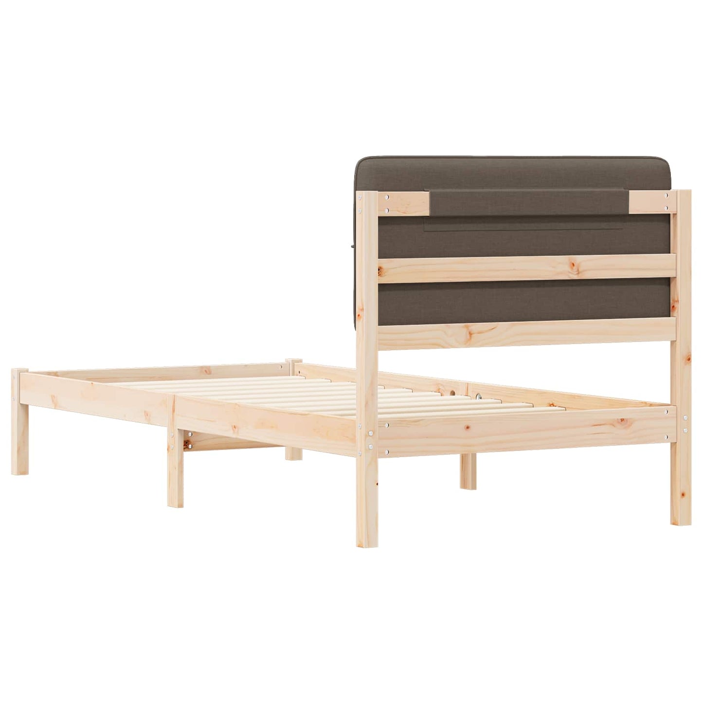Bettgestell mit gepolstertem Kopfteil Taupe 90 x 200 cm