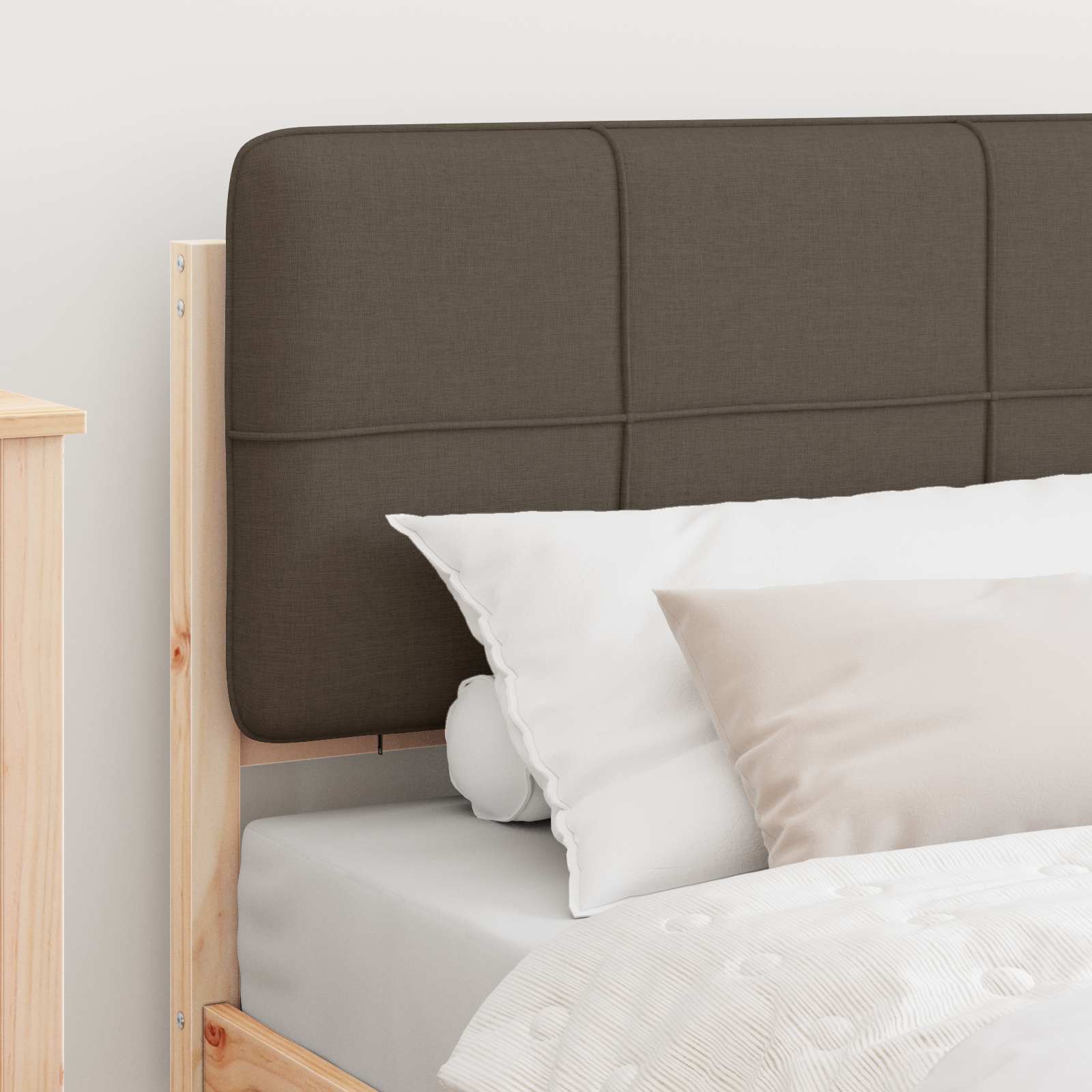 Bettgestell mit gepolstertem Kopfteil Taupe 80 x 200 cm
