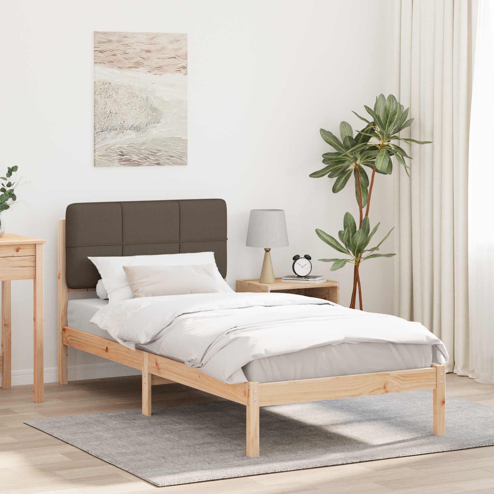 Bettgestell mit gepolstertem Kopfteil Taupe 80 x 200 cm