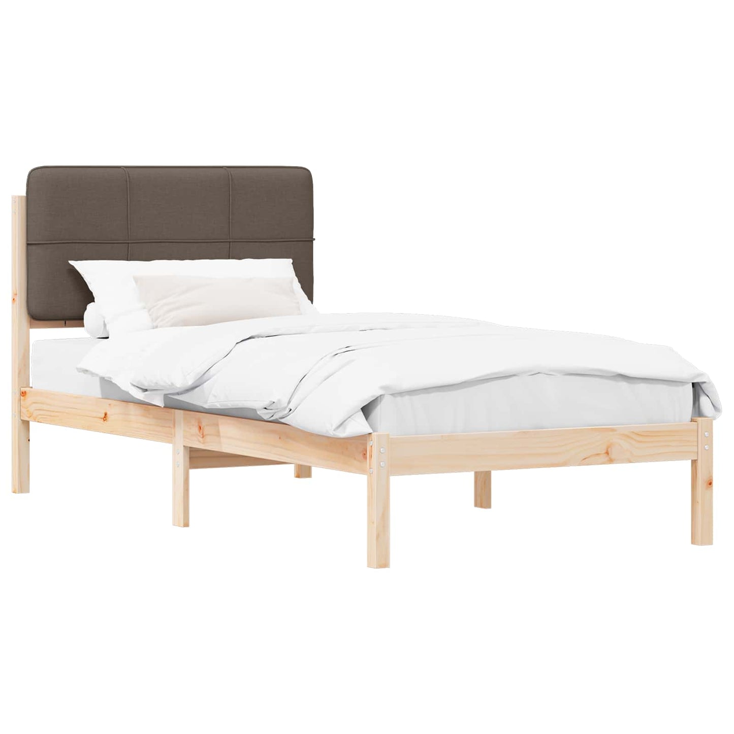 Bettgestell mit gepolstertem Kopfteil Taupe 80 x 200 cm