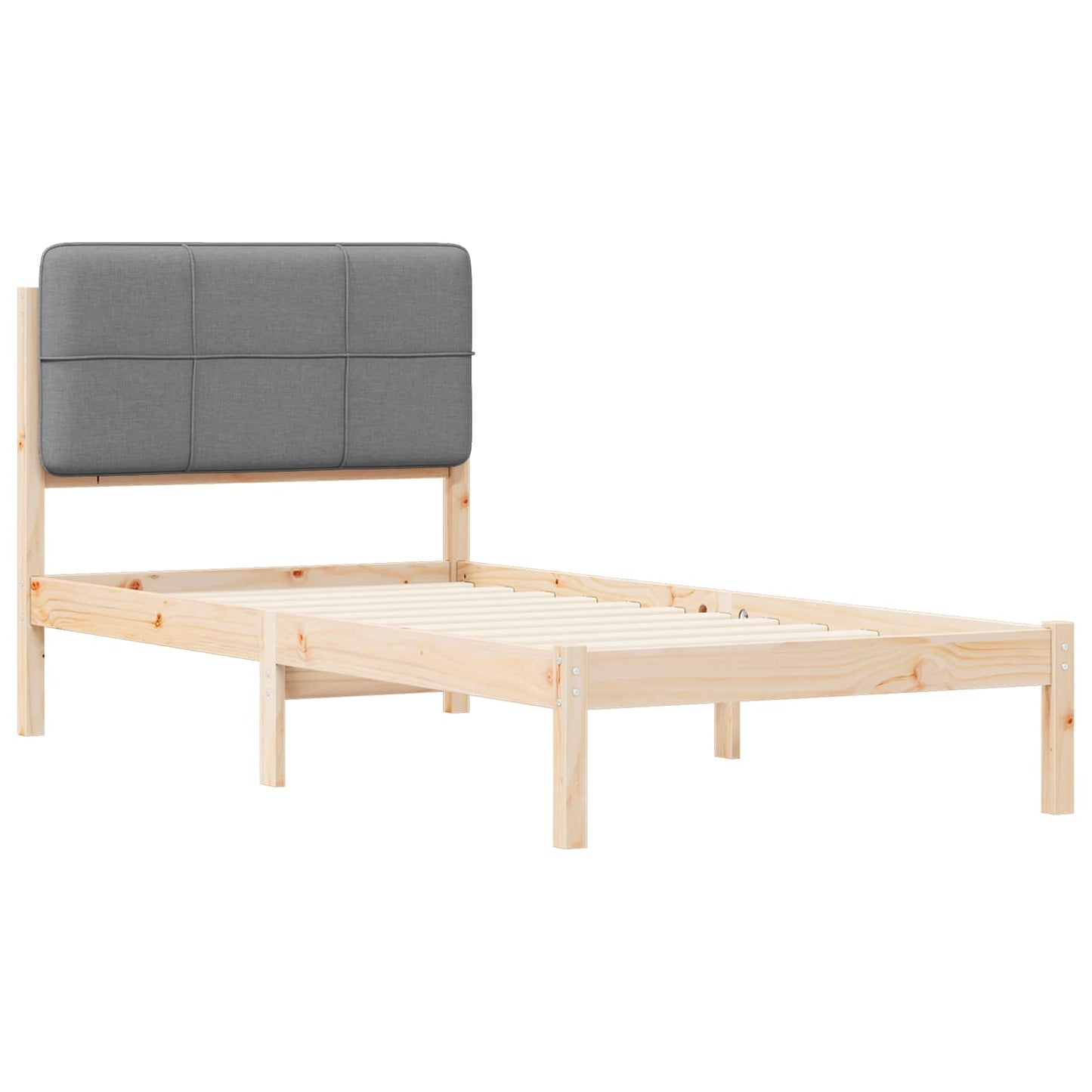 Bettgestell mit gepolstertem Kopfteil Hellgrau 90 x 190 cm
