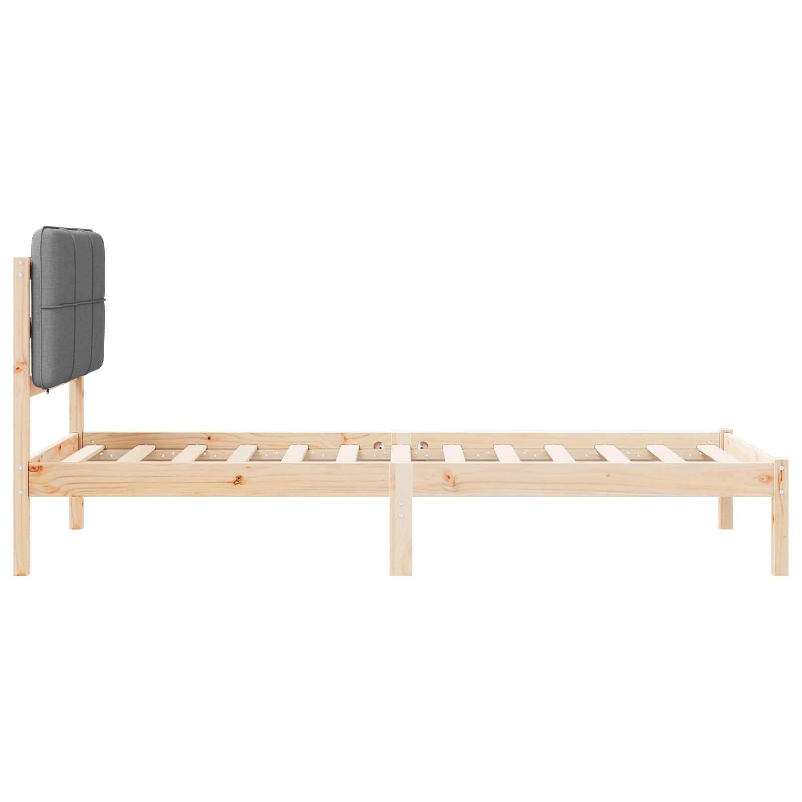 Bettgestell mit gepolstertem Kopfteil Hellgrau 90 x 190 cm