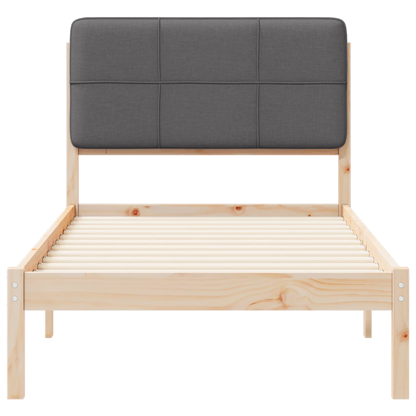 Bettgestell mit gepolstertem Kopfteil Dunkelgrau 90 x 190 cm
