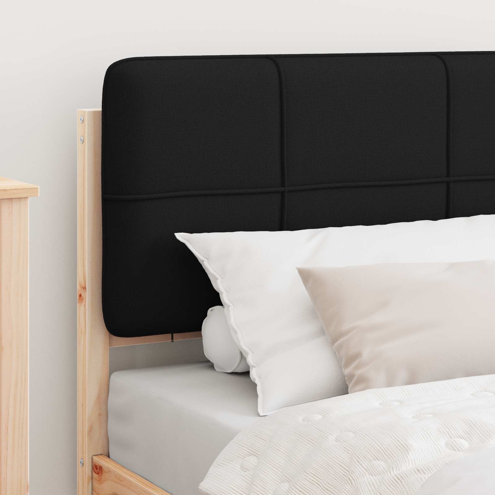 Bettgestell mit gepolstertem Kopfteil Schwarz 90 x 190 cm