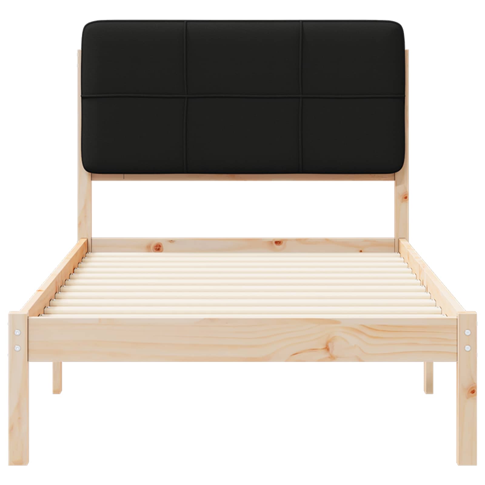 Bettgestell mit gepolstertem Kopfteil Schwarz 90 x 190 cm