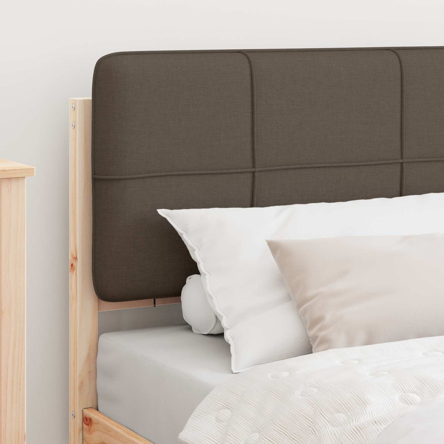 Bettgestell mit gepolstertem Kopfteil Taupe 90 x 190 cm