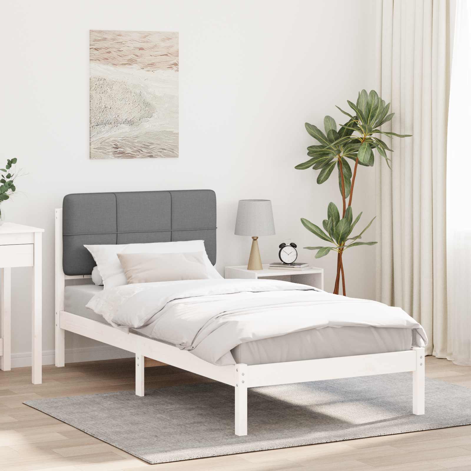 Bettgestell mit gepolstertem Kopfteil Hellgrau 90 x 190 cm