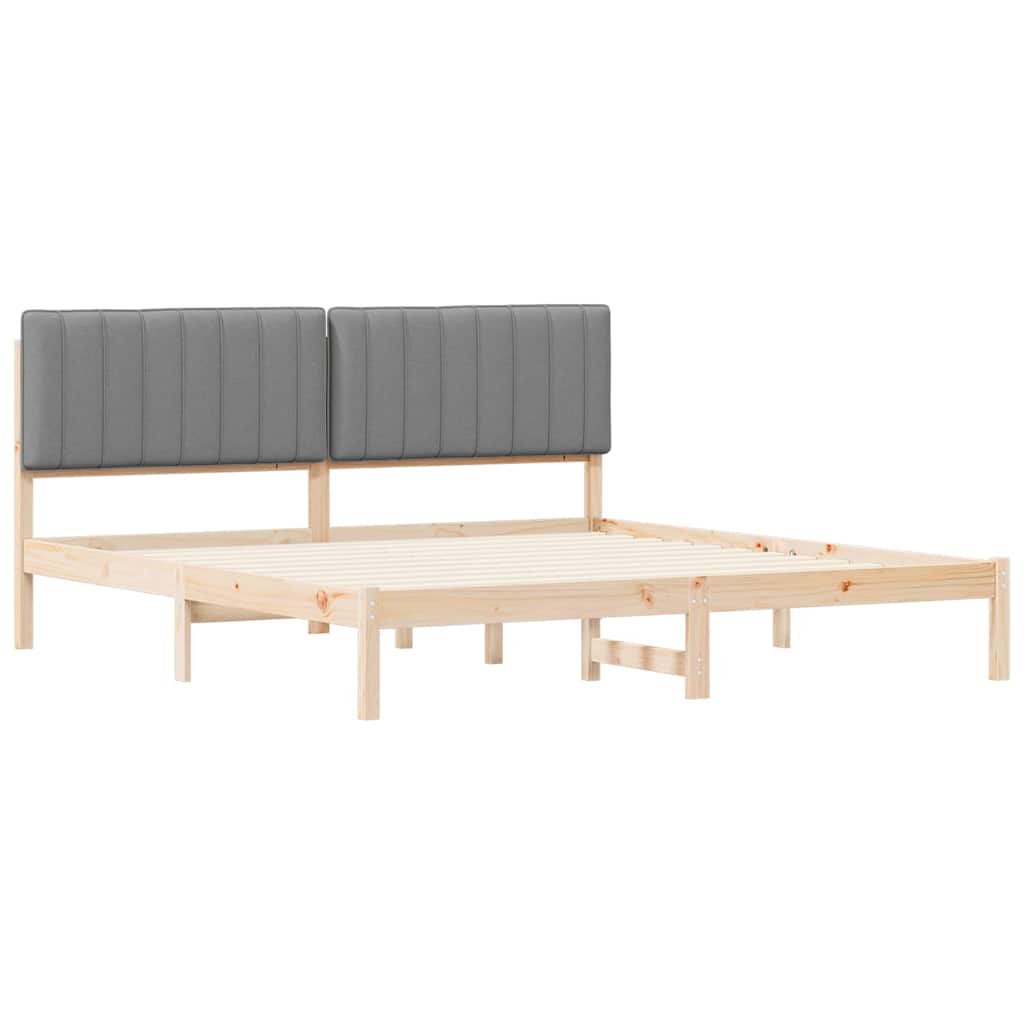 Bettgestell mit gepolstertem Kopfteil Hellgrau 180 x 200 cm
