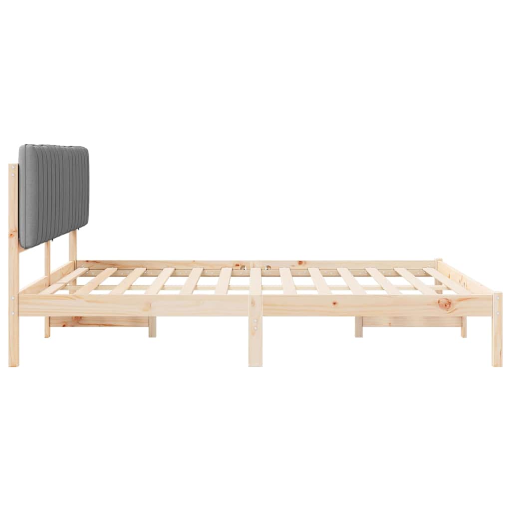 Bettgestell mit gepolstertem Kopfteil Hellgrau 180 x 200 cm