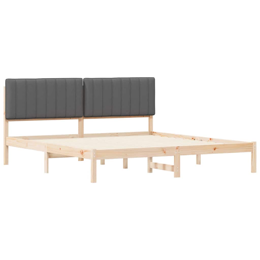 Bettgestell mit gepolstertem Kopfteil Dunkelgrau 180 x 200 cm