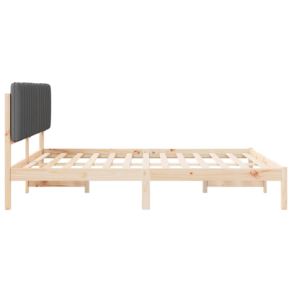 Bettgestell mit gepolstertem Kopfteil Dunkelgrau 180 x 200 cm